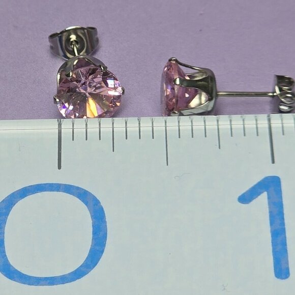 2/$15 October Simulated Pink Tourmaline Earrings (NWOT) - Picture 3 of 3